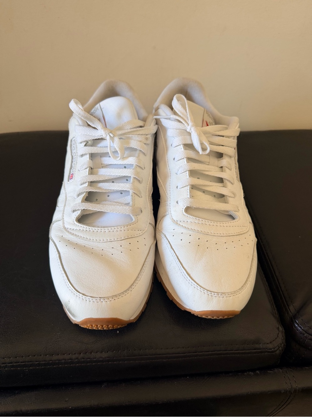 Reebok Classic Men's White Leather Sneakers with Gum Sole